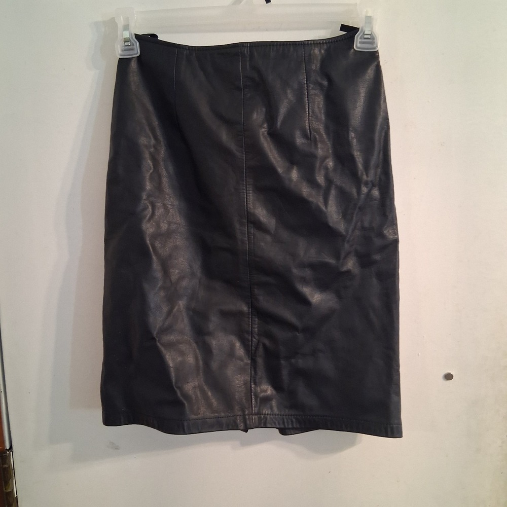 Vintage 80s 90s Black Leather Pencil Skirt EUC 5 S G-III